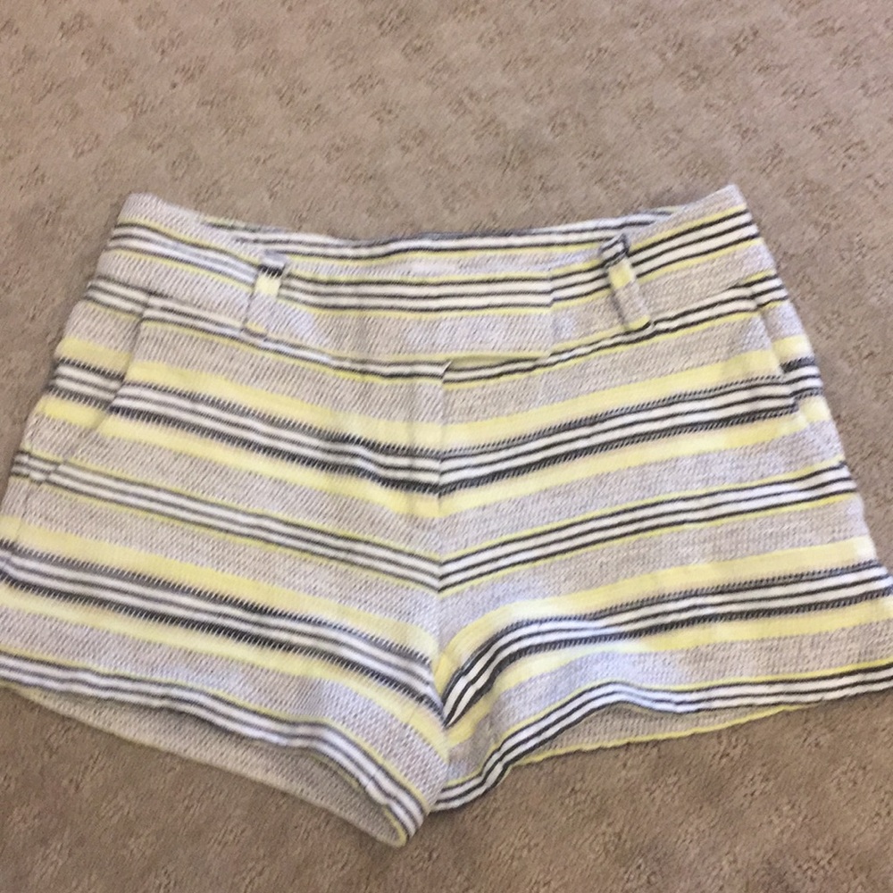 Ann Taylor Loft yellow, wht. & black stripe shorts